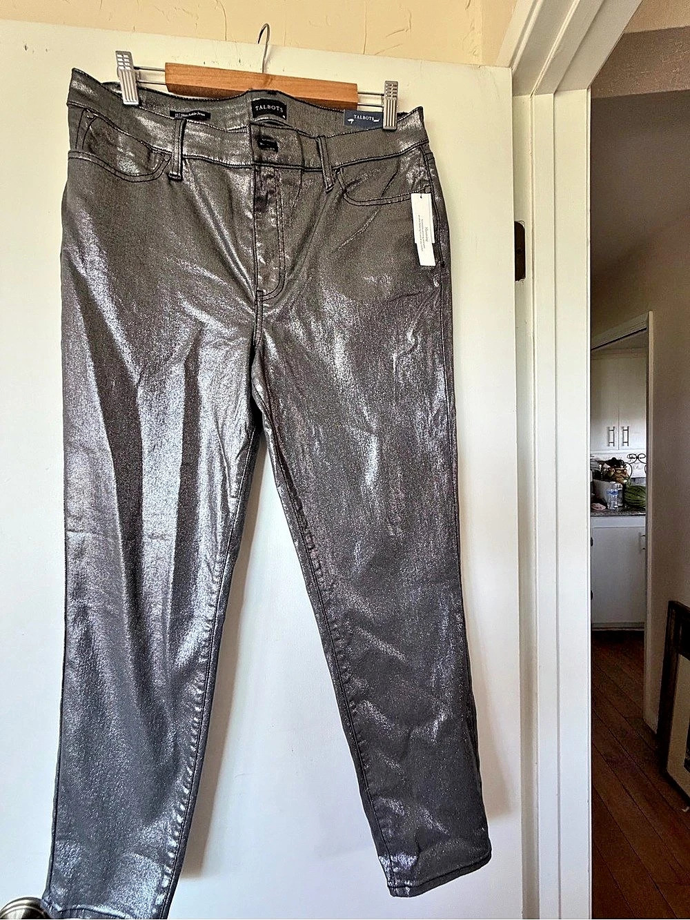 Talbots Slim Ankle Jean Metallic Gray Ankle Jeans Waist 12 NWT